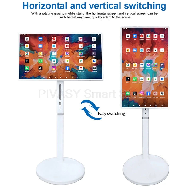 Tablet Mobile 27Inch Battery Android Smart TV Video Fitness Rotatable Touch Screen Movable Portable with Floor Stand interactive