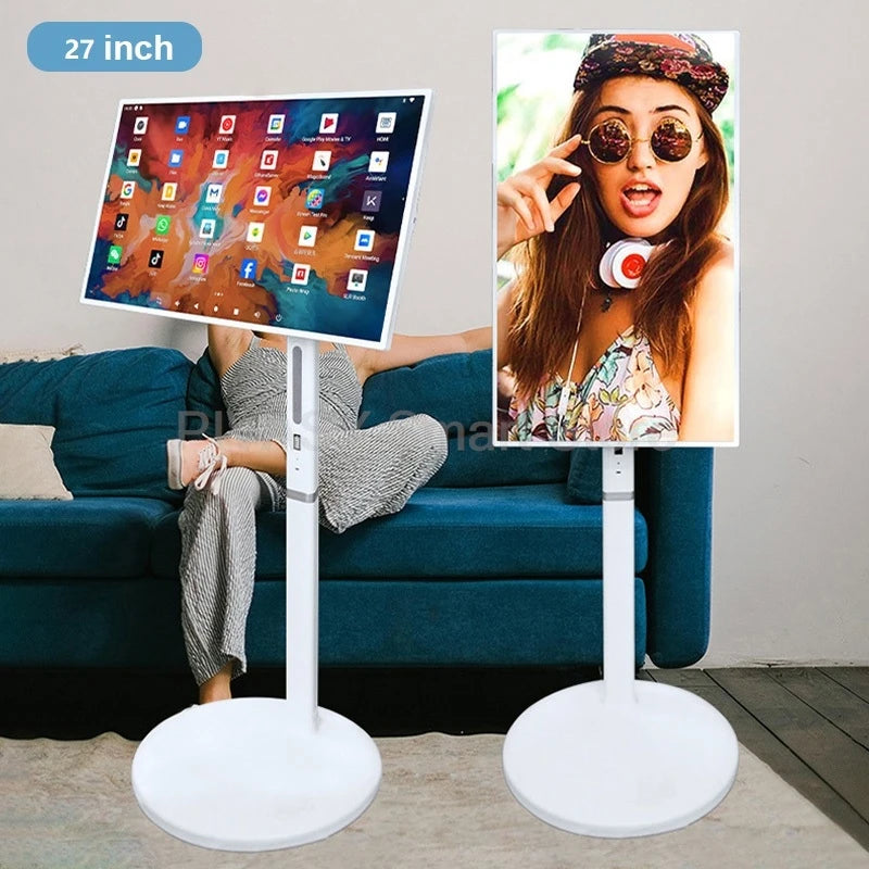 Tablet Mobile 27Inch Battery Android Smart TV Video Fitness Rotatable Touch Screen Movable Portable with Floor Stand interactive