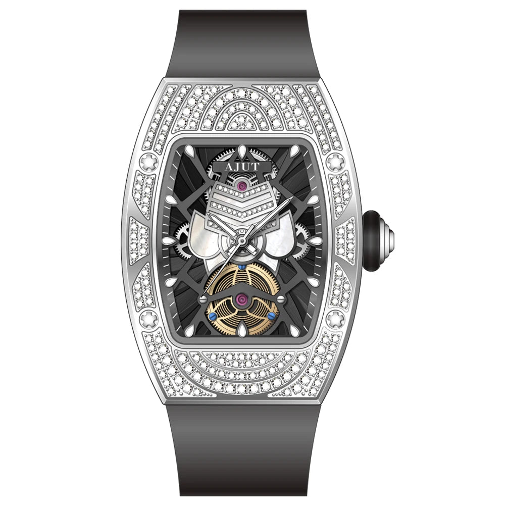 AJUT Quartz Women Watches Sapphire Skeleton Fashion Quartz Wristwatches Luxury Square Zircon Bezel 1118