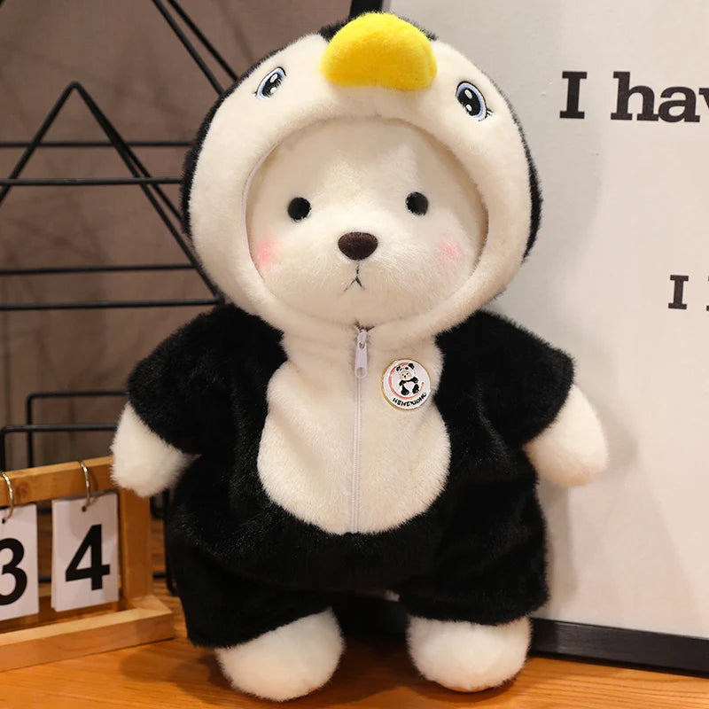 30cm Kawaii Clothed Joint Bear Plush Toy Doll Cute Stuffed Animal Bear With Movable Limbs and Head Birthday Gift for Girls Kids