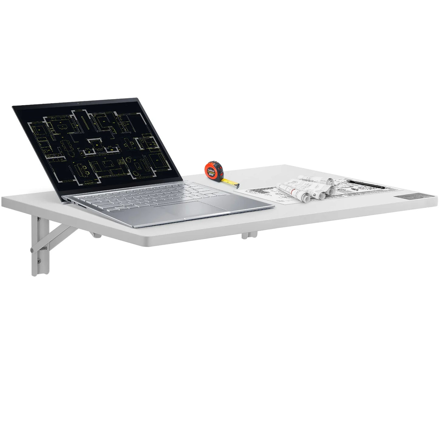 VEVOR Wall Mounted Folding Table Drop Leaf Floating Desk with Iron Bracket Fold Down for Home Office Room Kitchen Space-Saving