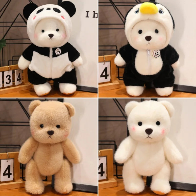 30cm Kawaii Clothed Joint Bear Plush Toy Doll Cute Stuffed Animal Bear With Movable Limbs and Head Birthday Gift for Girls Kids