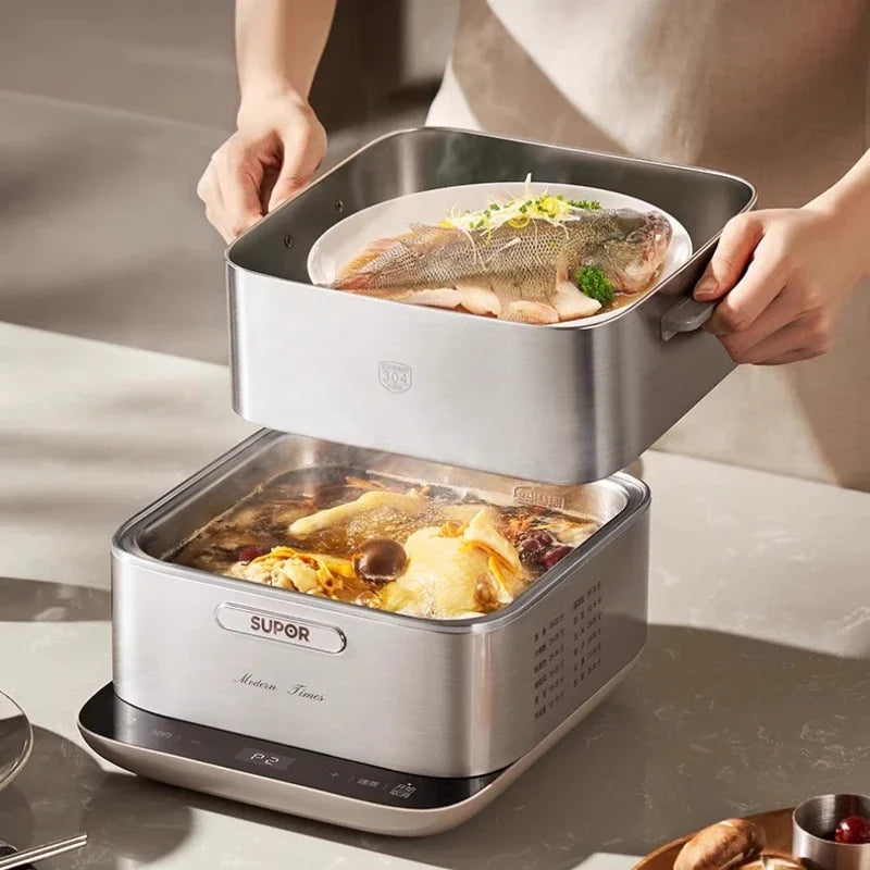 Supor electric steamer household three-layer stew pot stainless steel multi-functional breakfast machine new model