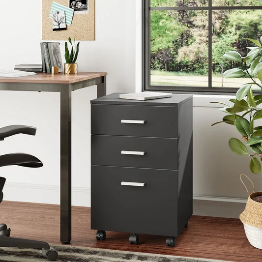 GALAXHERO 3 Drawer Wood Mobile Filing Cabinet Rolling File Cabinet for Home Office Printer Stand Fits Letter A4 Size