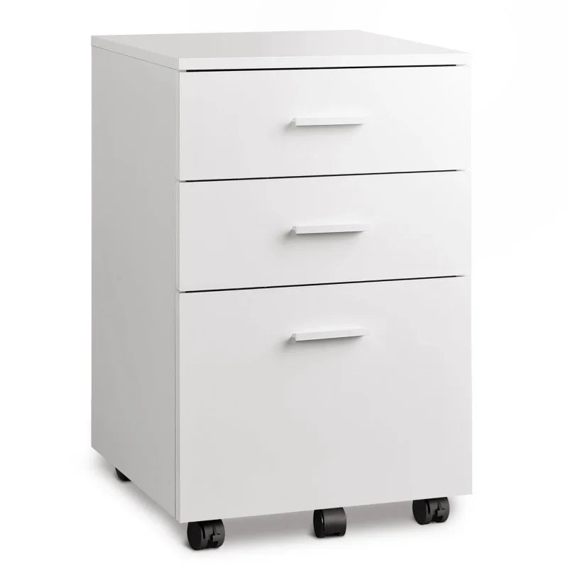 GALAXHERO 3 Drawer Wood Mobile Filing Cabinet Rolling File Cabinet for Home Office Printer Stand Fits Letter A4 Size