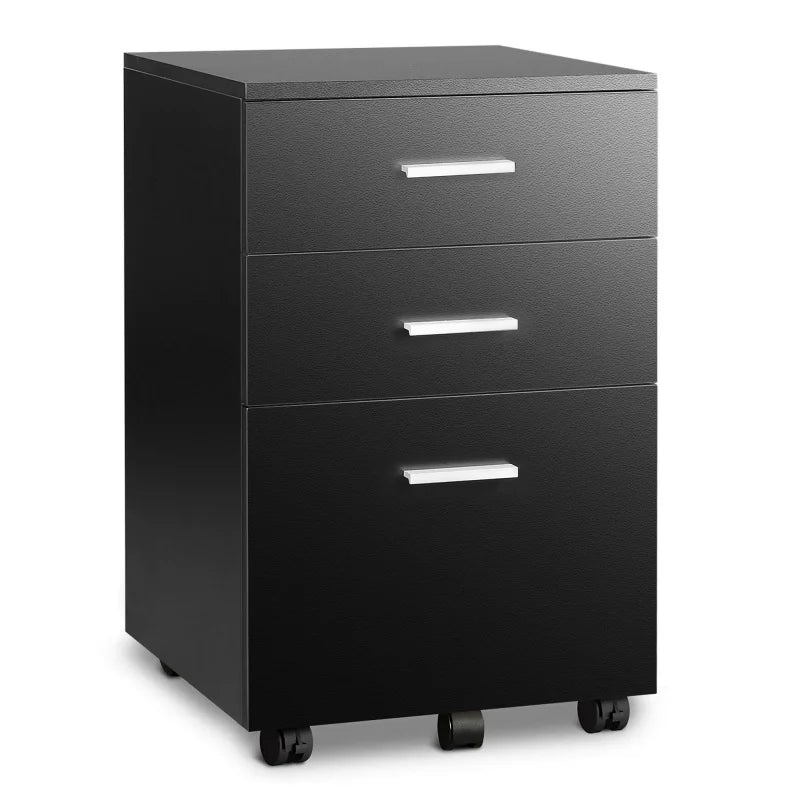 GALAXHERO 3 Drawer Wood Mobile Filing Cabinet Rolling File Cabinet for Home Office Printer Stand Fits Letter A4 Size