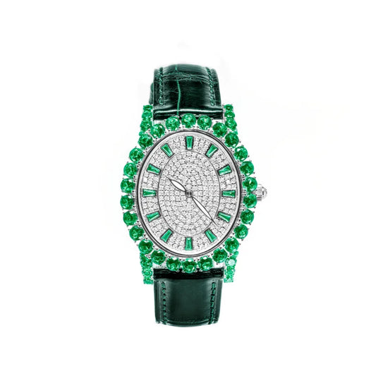 ZOCA Luxury Brand Woman Watch Diamond Emerald Watches Ladies Leather Brcalaet Elegant Montre Femme watch for women