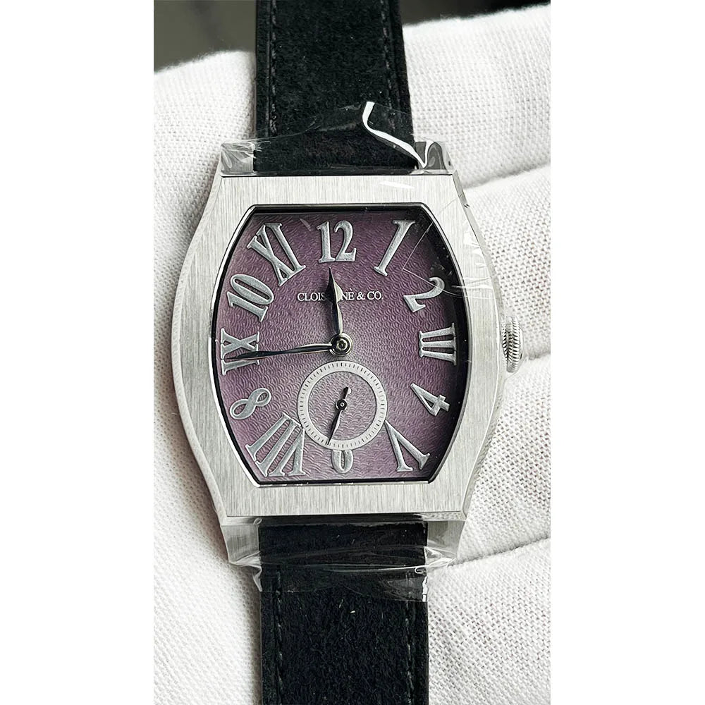 San Martin 36mm ETA 7001 Guilloche Dial Barrel Shaped Enamel Hand Luxury Men's Mechanical Watch Manual Winding Waterproof SN0100
