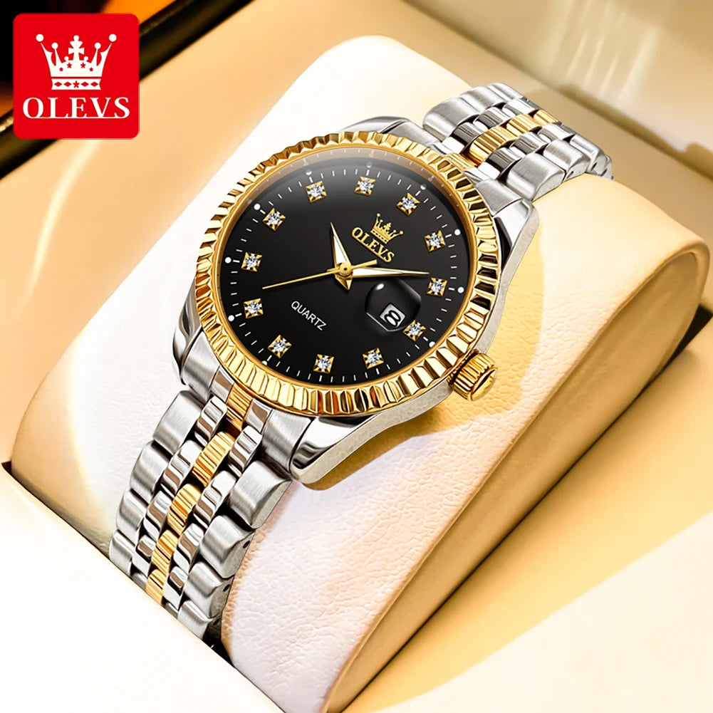 OLEVS 5526 Quartz Elegant Dress Wristwatch Luxury Stainless Steel Waterproof Watch For Women Date Display Original Woman Watches