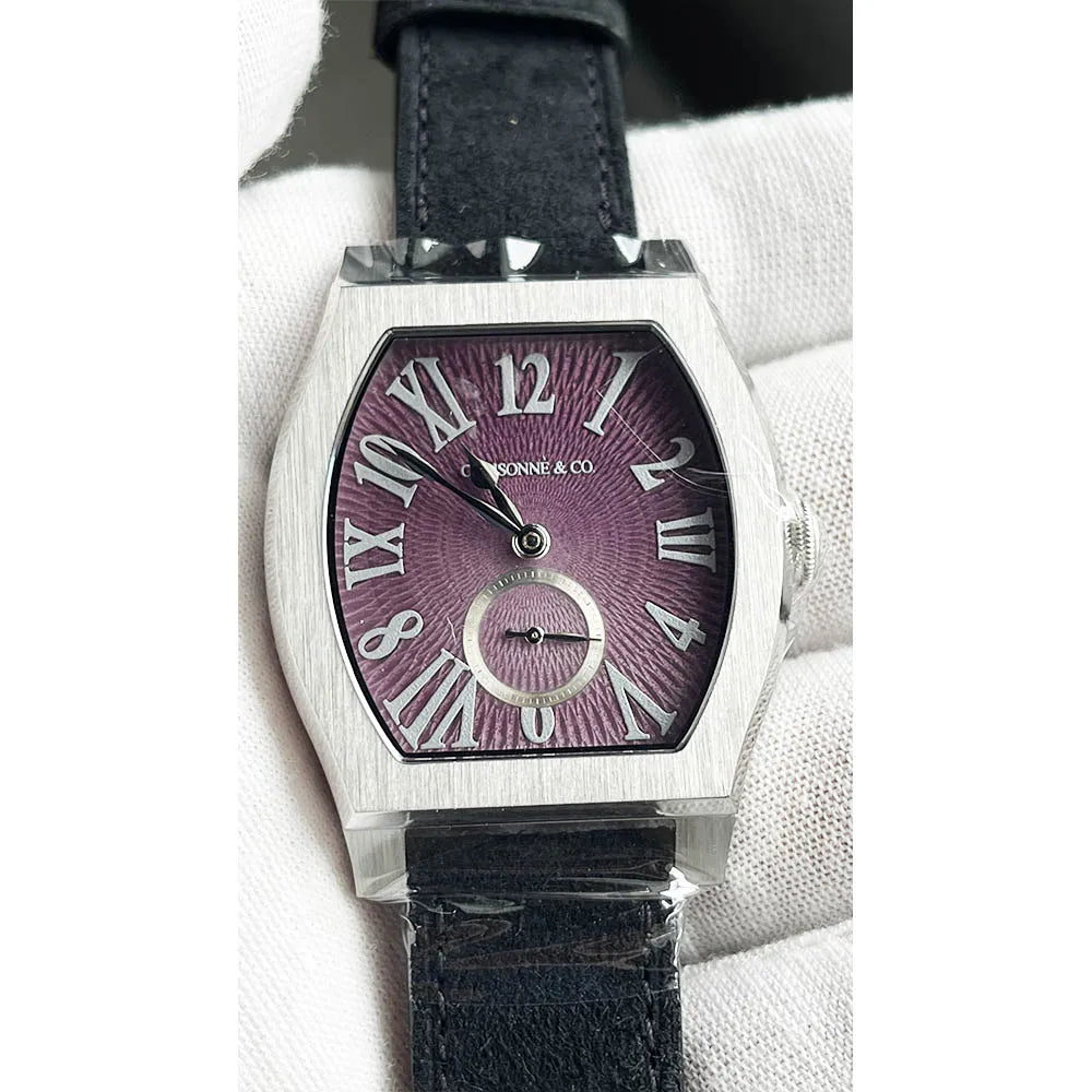 San Martin 36mm ETA 7001 Guilloche Dial Barrel Shaped Enamel Hand Luxury Men's Mechanical Watch Manual Winding Waterproof SN0100