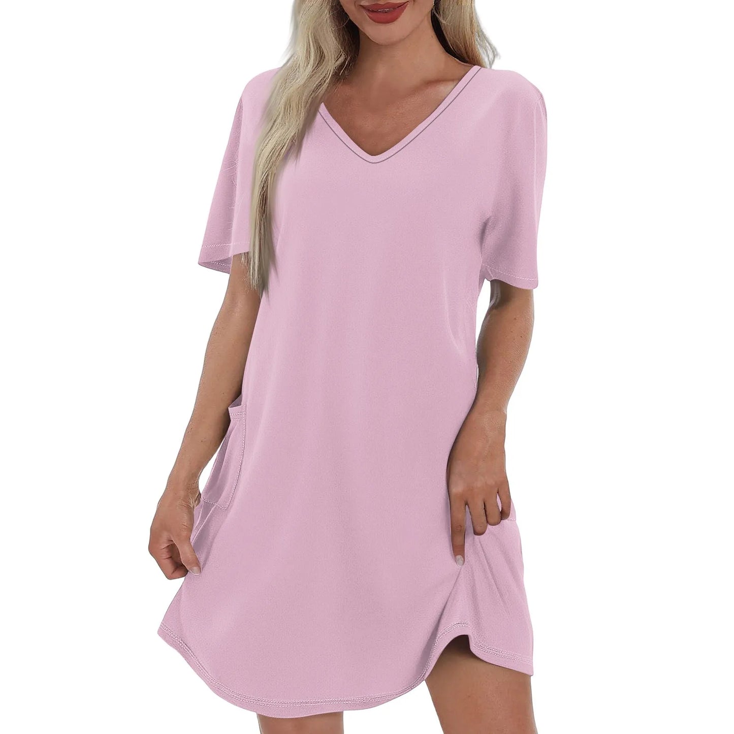 Women'S Casual And Fashionable V-Neck Short Sleeve Printing Mid Length Dress Elegant Fashion Harajuku Female Clothes Dress