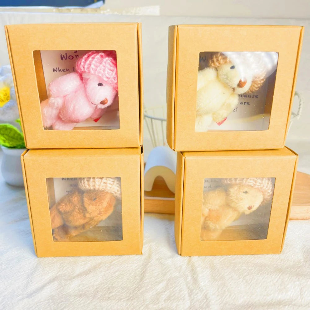 Mini Plush Teddy Bear in Box with Emotional Uplifting Support Card Soft Teddy Bear Soft Handmade Teddy for Lovers Sympathy Gift