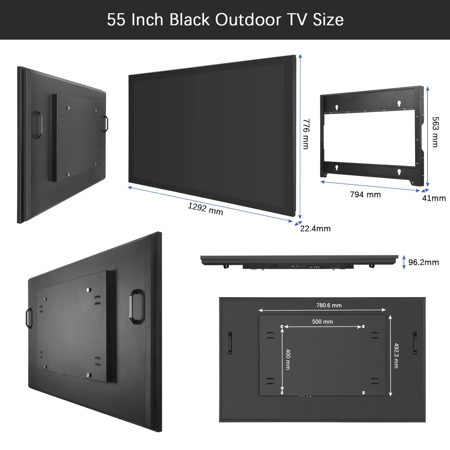 Soulaca 55-inch Waterproof Smart Android Outdoor TV 2000nits Full Sun TV 4K Dolby Atmos HDR 10 Weatherproof Television Support