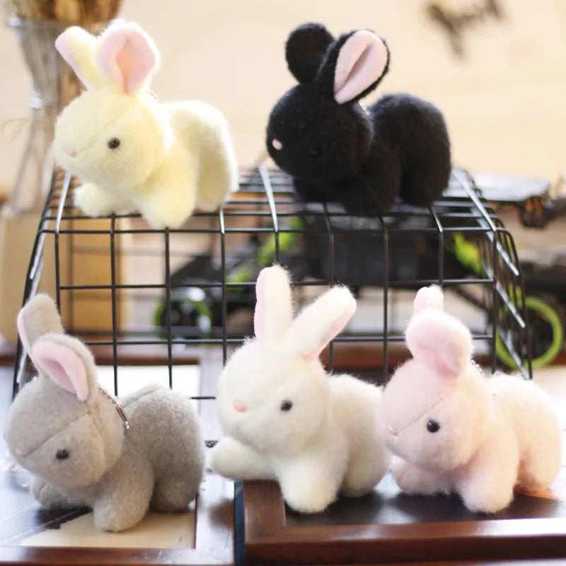Lovely Plush Rabbit & Bear Doll,Coniglio,Key Chain Bag Pendant Stuffed Toys,Baby Kids Hare Birthday Gifts Bunny Rabbits Toy Ring