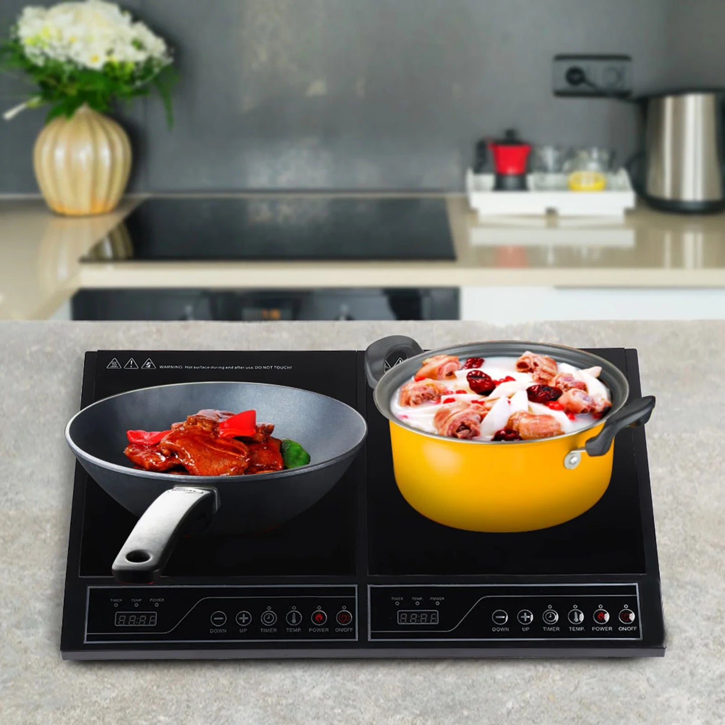 2000W Home Kitchen Electric Double Induction Cooktop Touchpad Induction Cooker