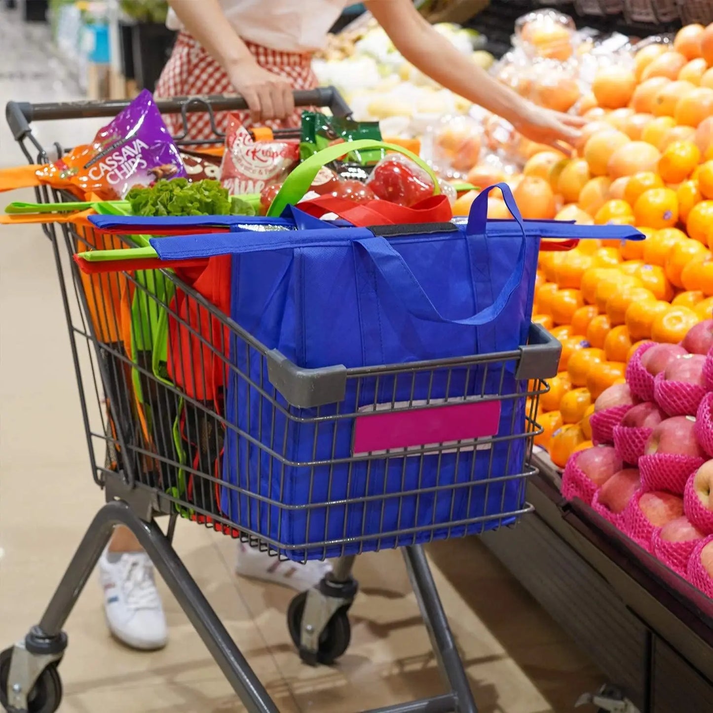 4Pcs/set Supermarket Shopping Storage Bags Foldable Cart Trolley  Reusable Eco-Friendly Grocery Shop Handbag Nonwovens Tote Bag