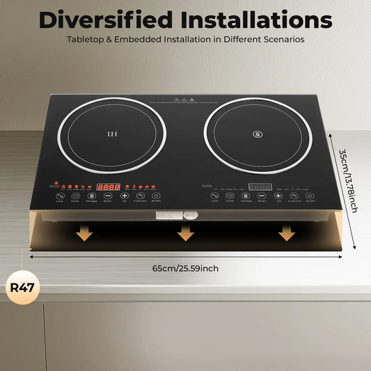 1200W+1200W Electric Double Induction Cooktop Home Kitchen Induction Cooker Electric Cooker Induction Cookers