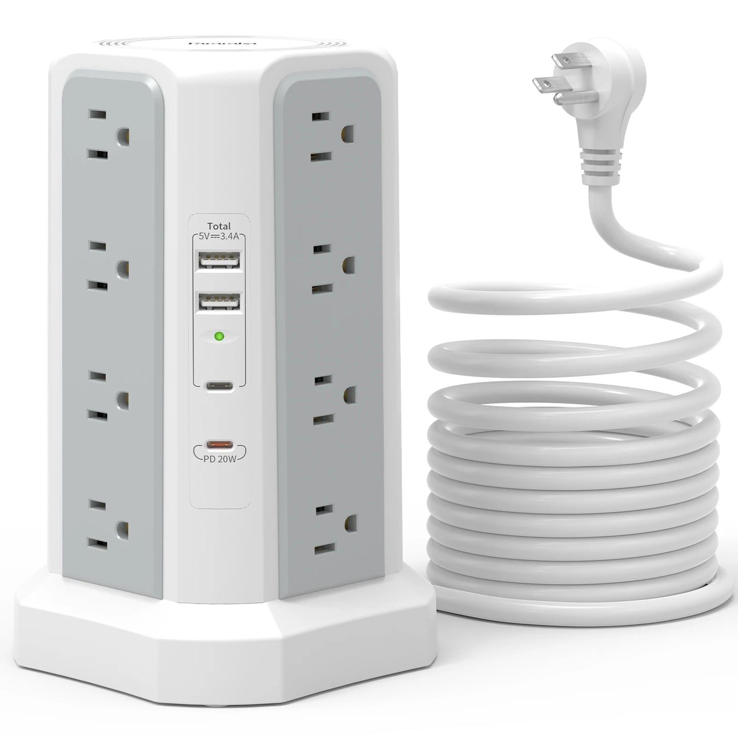 US 4-layer 3m extension tower plug-in board with PD fast charging, suitable for office, home, school and other scenarios