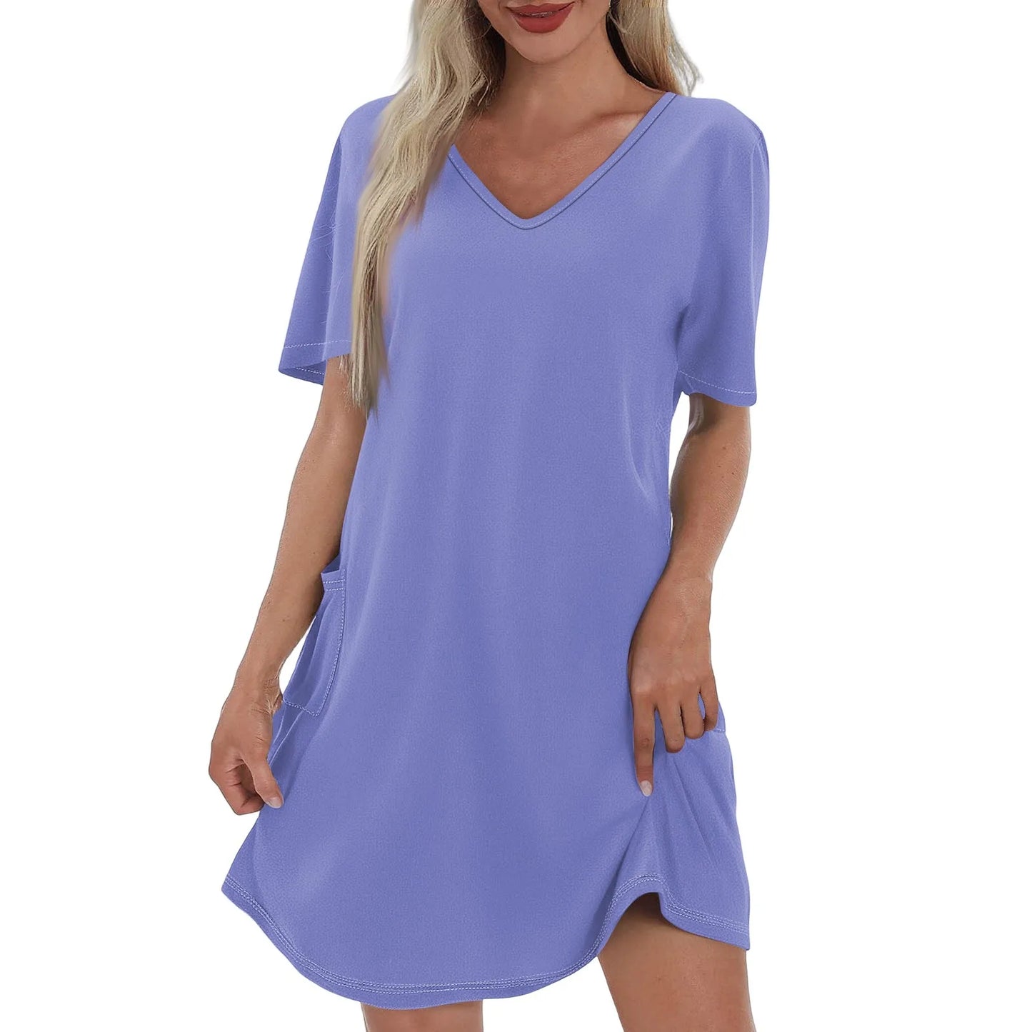 Women'S Casual And Fashionable V-Neck Short Sleeve Printing Mid Length Dress Elegant Fashion Harajuku Female Clothes Dress