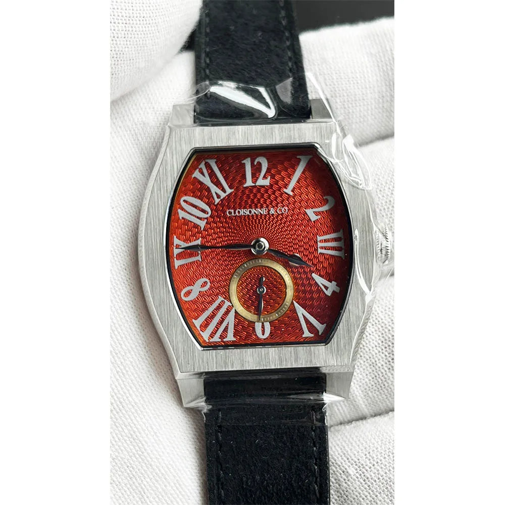 San Martin 36mm ETA 7001 Guilloche Dial Barrel Shaped Enamel Hand Luxury Men's Mechanical Watch Manual Winding Waterproof SN0100