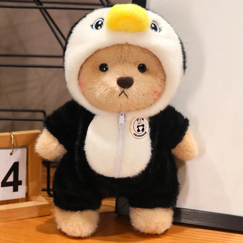 30cm Kawaii Clothed Joint Bear Plush Toy Doll Cute Stuffed Animal Bear With Movable Limbs and Head  Birthday Gift for Girls Kids