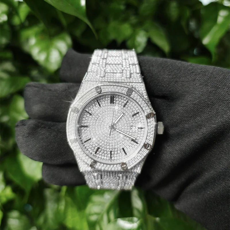 SEAKOSS 42mm Men's Watch Automatic Mechanical Watches Man Sapphire Glass 50M Waterproof  Unisex Iced Out Moissanite Wristwatch
