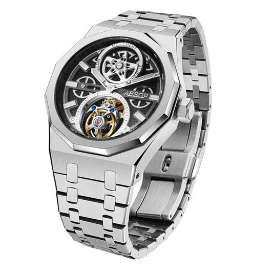 AESOP Men Flying Tourbillon Movement Mechanical Automatic Luxury Watches Wristwatches Skeleton Watch Brand For Man Sapphire