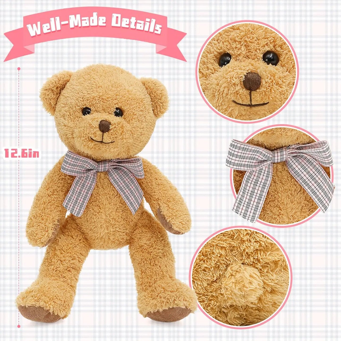 MorisMos 13inch Stuffed Animals Bulk for Kids, 5 Pack Soft Stuffed Animals Plush Set Teddy Bears Bulk for Teen Girls