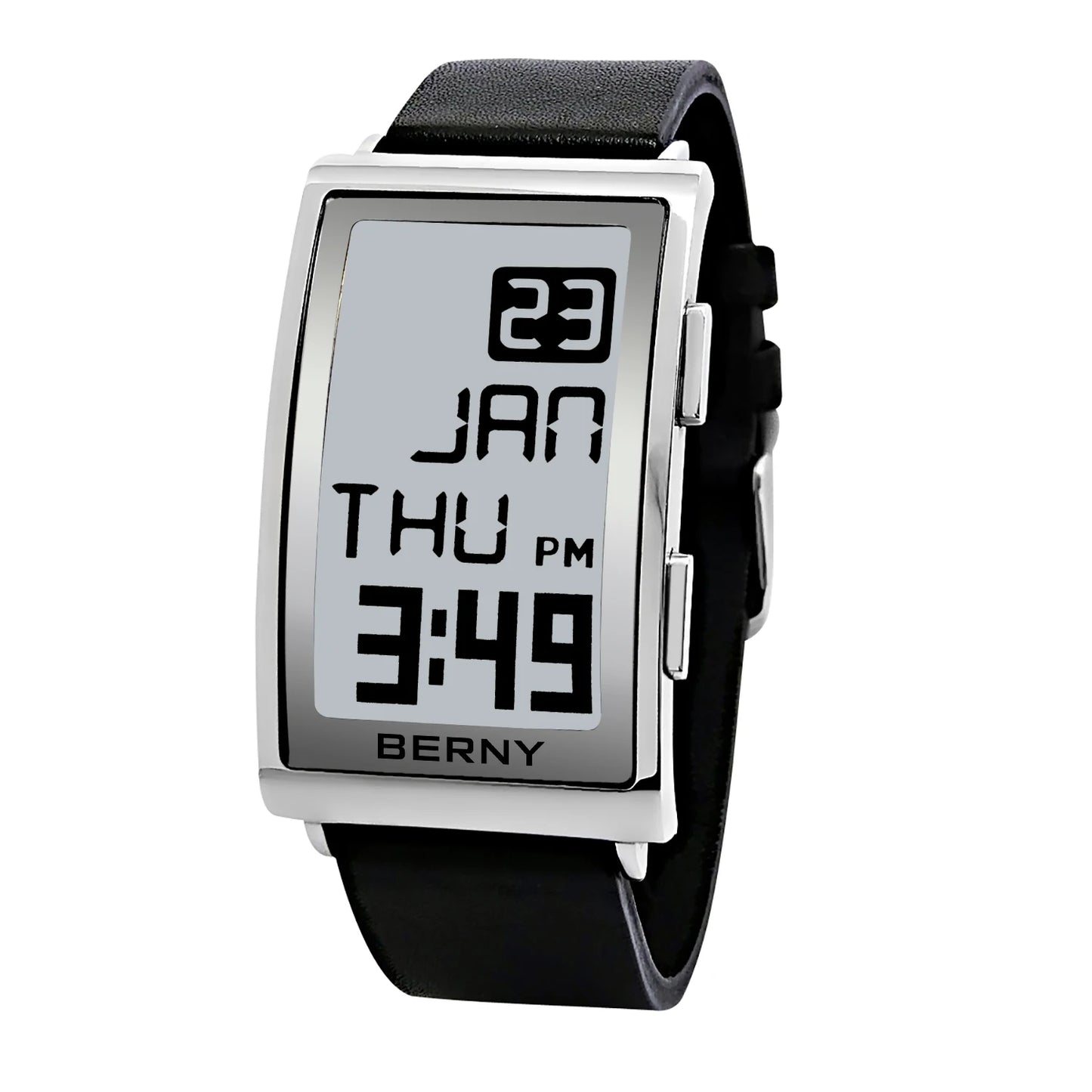 Electronic Digital Watch for Men Fitness Ink Wristwatch Stainless Steel Case Leather Strap 3ATM Waterproof Men Sport Watch Ink