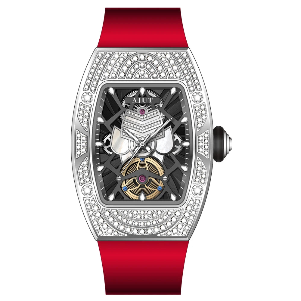 AJUT Quartz Women Watches Sapphire Skeleton Fashion Quartz Wristwatches Luxury Square Zircon Bezel 1118