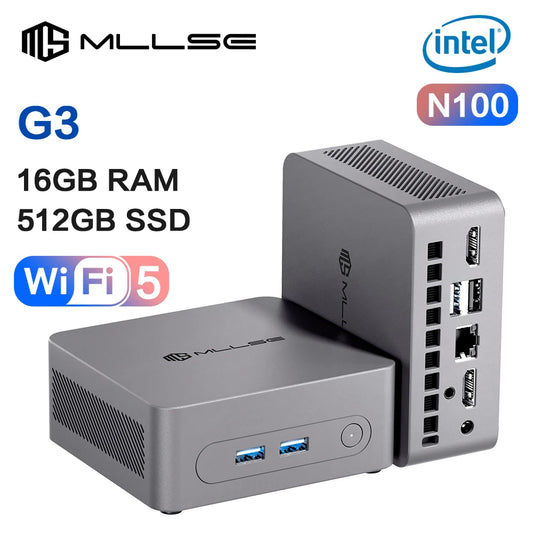 MLLSE G3 Mini PC Alder Lake N100 Windows 11 Pro Intel 12th DDR4 16GB RAM 512GB ROM WiFi 5 BT4.2 Desktop Computer Mini Pc Work