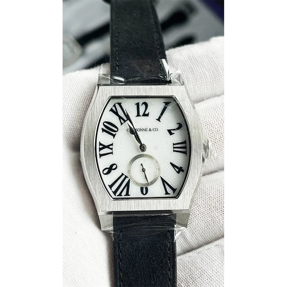 San Martin 36mm ETA 7001 Guilloche Dial Barrel Shaped Enamel Hand Luxury Men's Mechanical Watch Manual Winding Waterproof SN0100
