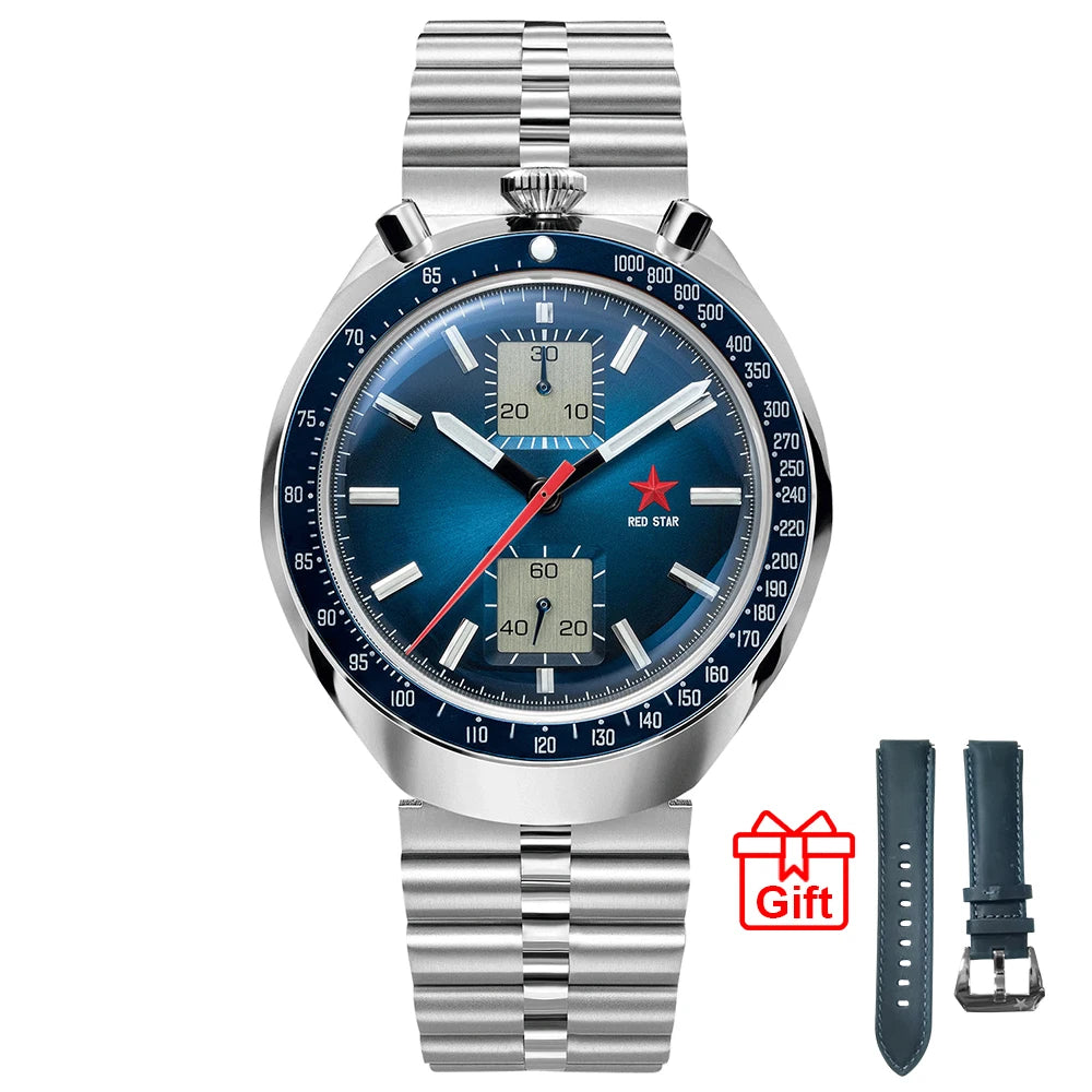RED STAR 42mm Bull Head with Seagull Movement 1963 Chronograph Mechanical st1901 Watch Military Luminous Men Wristwatches Goose