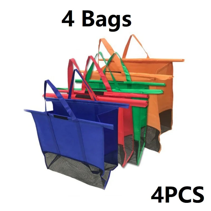4Pcs/set Supermarket Shopping Storage Bags Foldable Cart Trolley  Reusable Eco-Friendly Grocery Shop Handbag Nonwovens Tote Bag