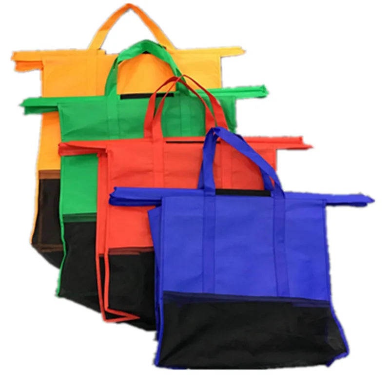4Pcs/set Supermarket Shopping Storage Bags Foldable Cart Trolley  Reusable Eco-Friendly Grocery Shop Handbag Nonwovens Tote Bag