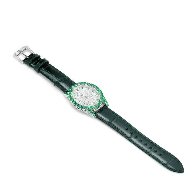 ZOCA Luxury Brand Woman Watch Diamond Emerald Watches Ladies Leather Brcalaet Elegant Montre Femme watch for women