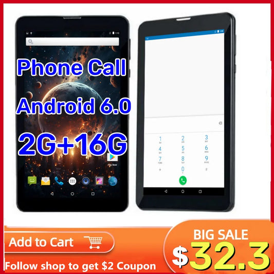 7 INCH 2GB RAM 16GB ROM LF705 3G Phone Call Android 6.0 Tablet PC MTK8735 Quad-Core 2 x Sim Card 1024 x 600 Pixels