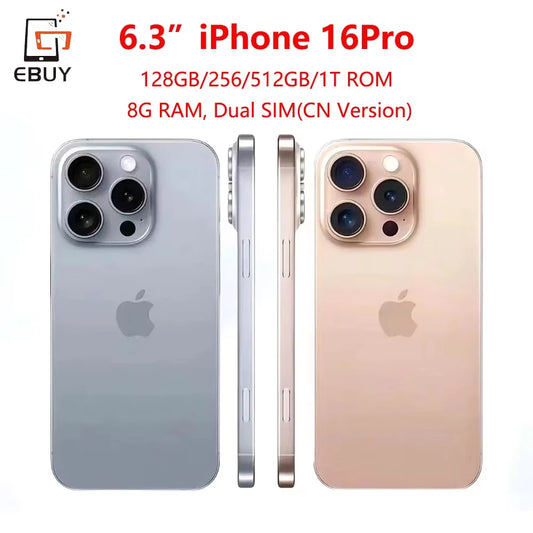 Apple iPhone 16 Pro 6.3" Dual SIM Card Cell Phone Retina XDR OLED Face ID A18Pro 128GB/256/512GB/1T Unlocked 5G Smartphone