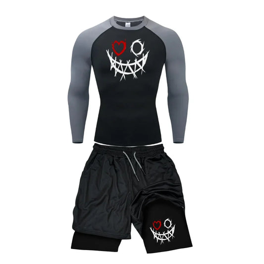 2pcs Men's Compression Sportswear Suit GYM Tight Sports Yoga Sets Workout Jogging MMA Fitness Clothing Tracksuit Pants Sporting