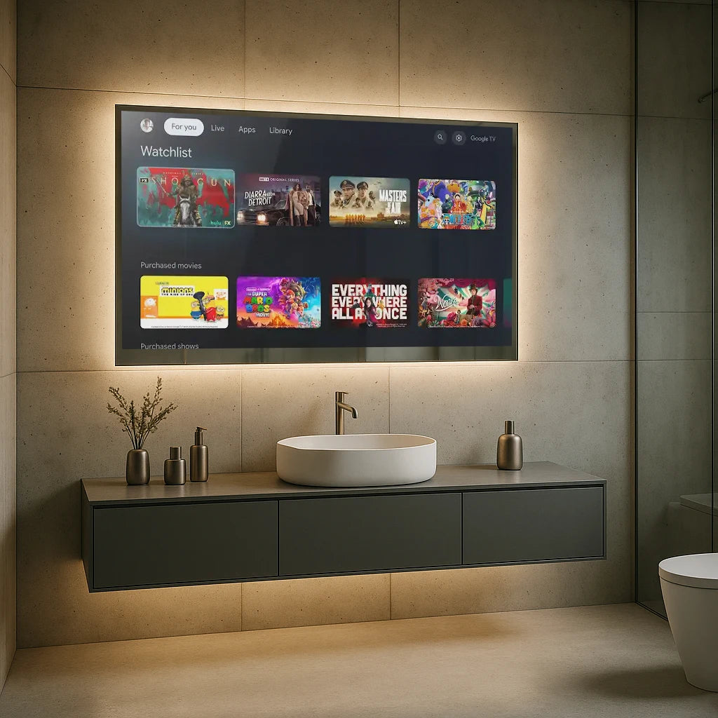 Soulaca 43-inch Magic 4K Ultra HD Smart Bathroom Mirror TV with LED Lights Built-in Netflix & YouTube Modern Vanity Mirror