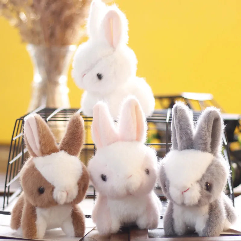 Lovely Plush Rabbit & Bear Doll,Coniglio,Key Chain Bag Pendant Stuffed Toys,Baby Kids Hare Birthday Gifts Bunny Rabbits Toy Ring