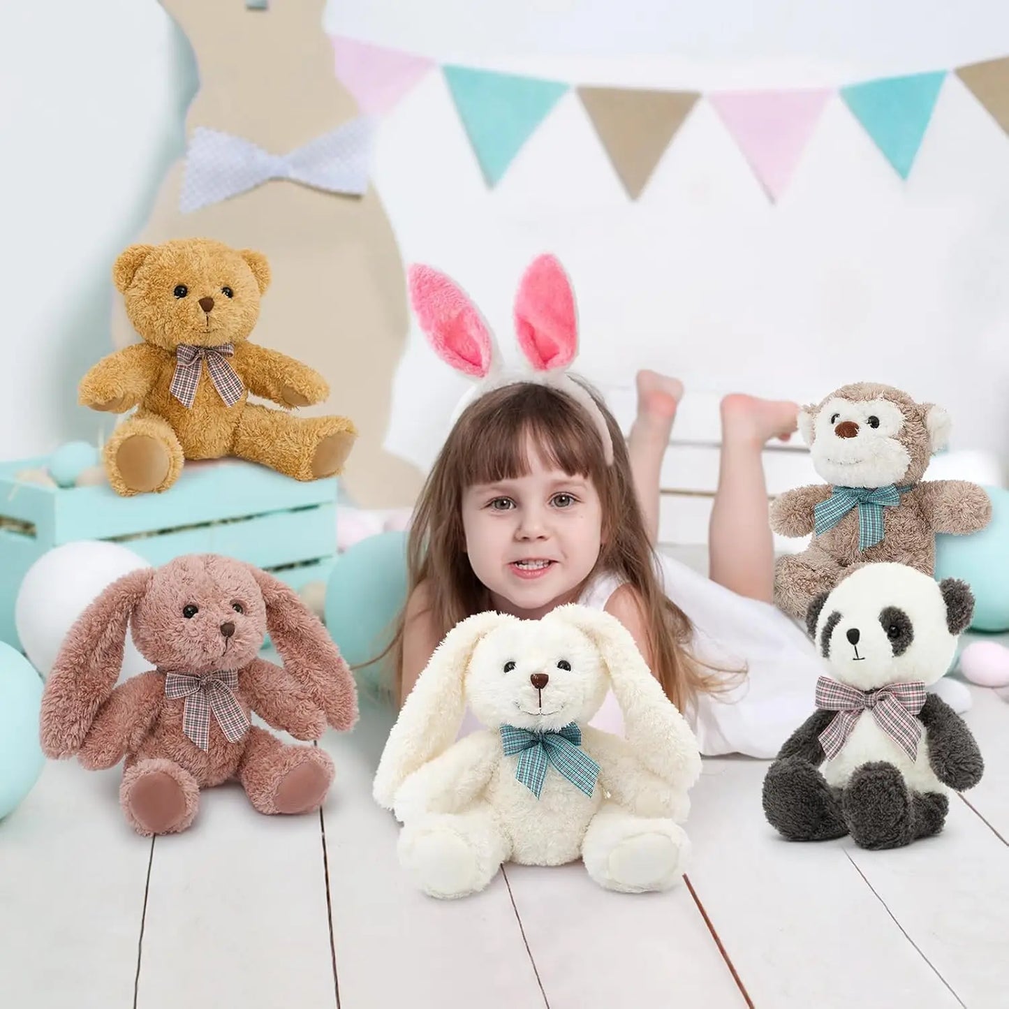MorisMos 13inch Stuffed Animals Bulk for Kids, 5 Pack Soft Stuffed Animals Plush Set Teddy Bears Bulk for Teen Girls