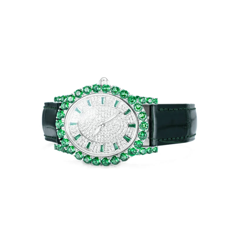 ZOCA Luxury Brand Woman Watch Diamond Emerald Watches Ladies Leather Brcalaet Elegant Montre Femme watch for women