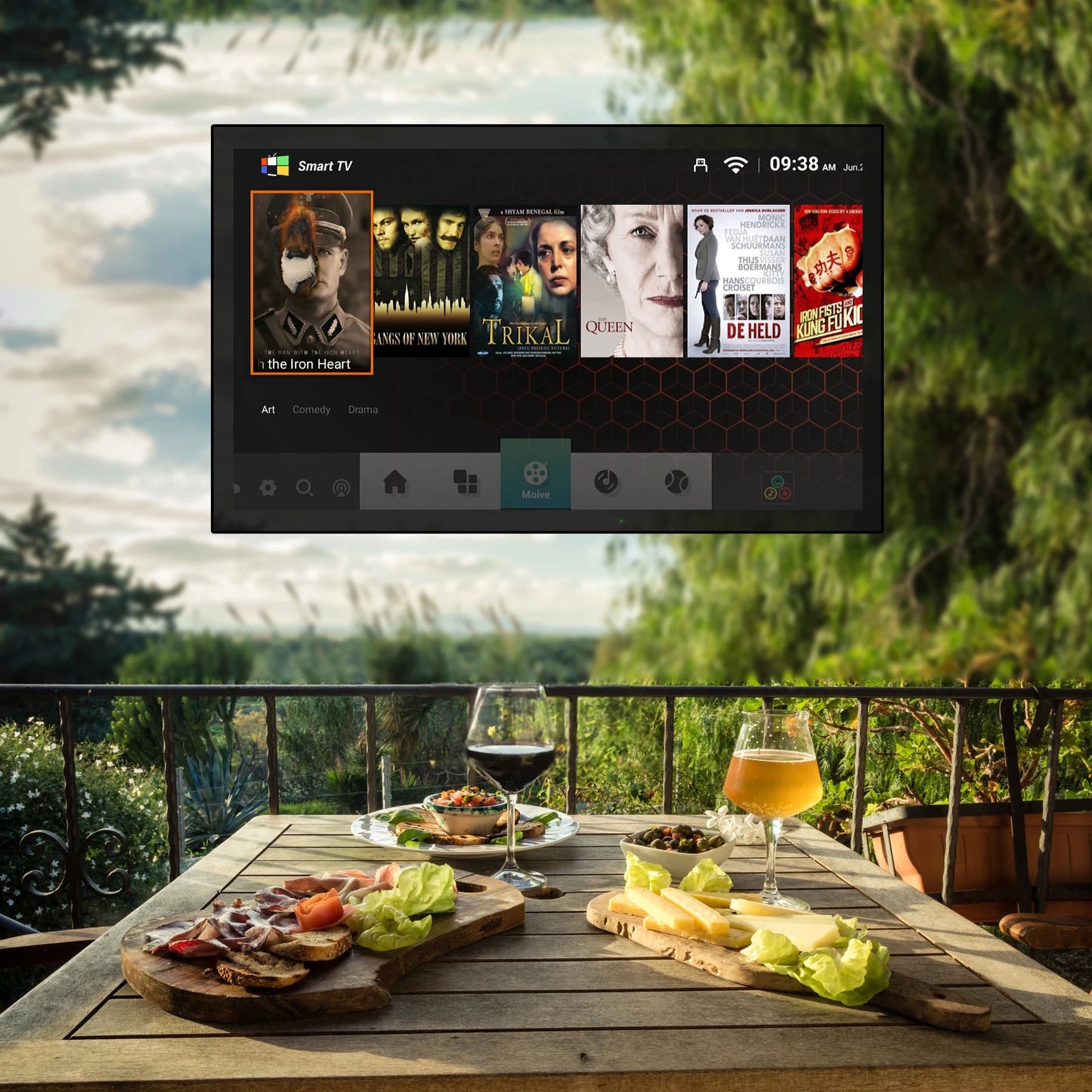 Soulaca 55-inch Waterproof Smart Android Outdoor TV 2000nits Full Sun TV 4K Dolby Atmos HDR 10 Weatherproof Television Support