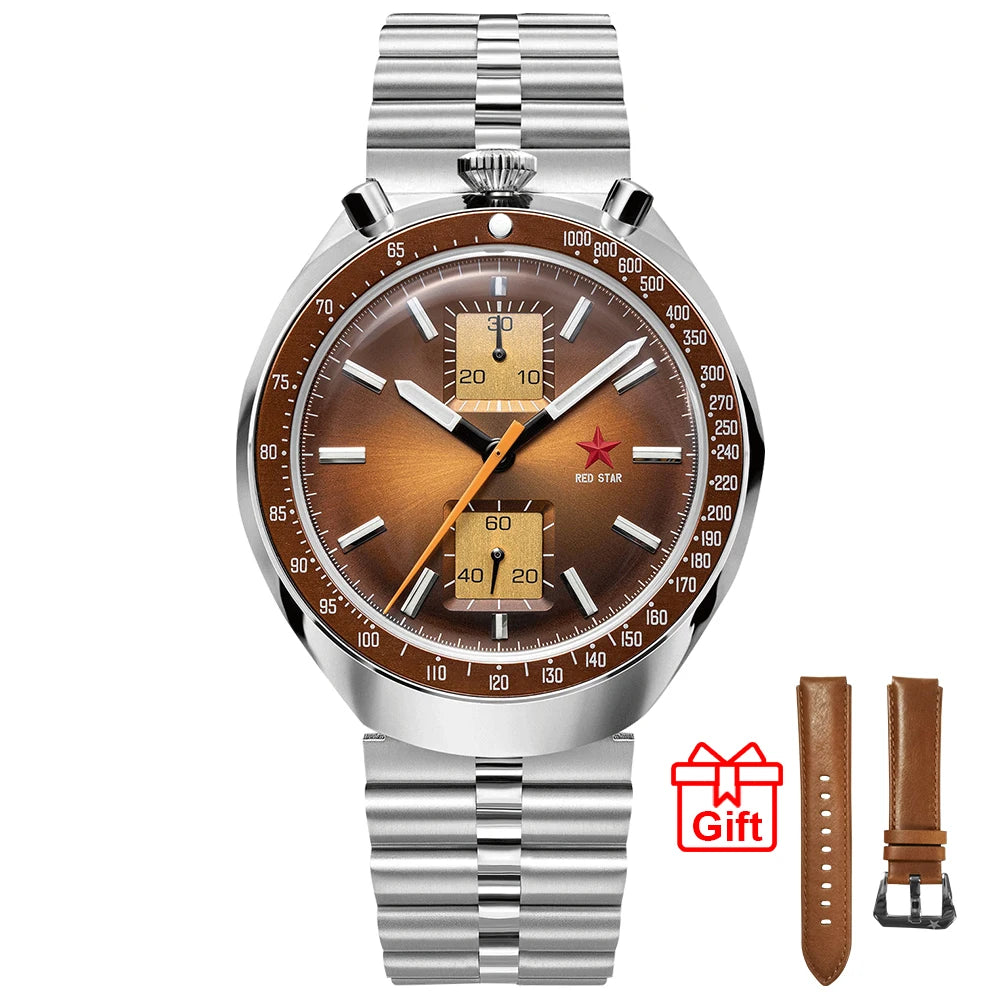 RED STAR 42mm Bull Head with Seagull Movement 1963 Chronograph Mechanical st1901 Watch Military Luminous Men Wristwatches Goose
