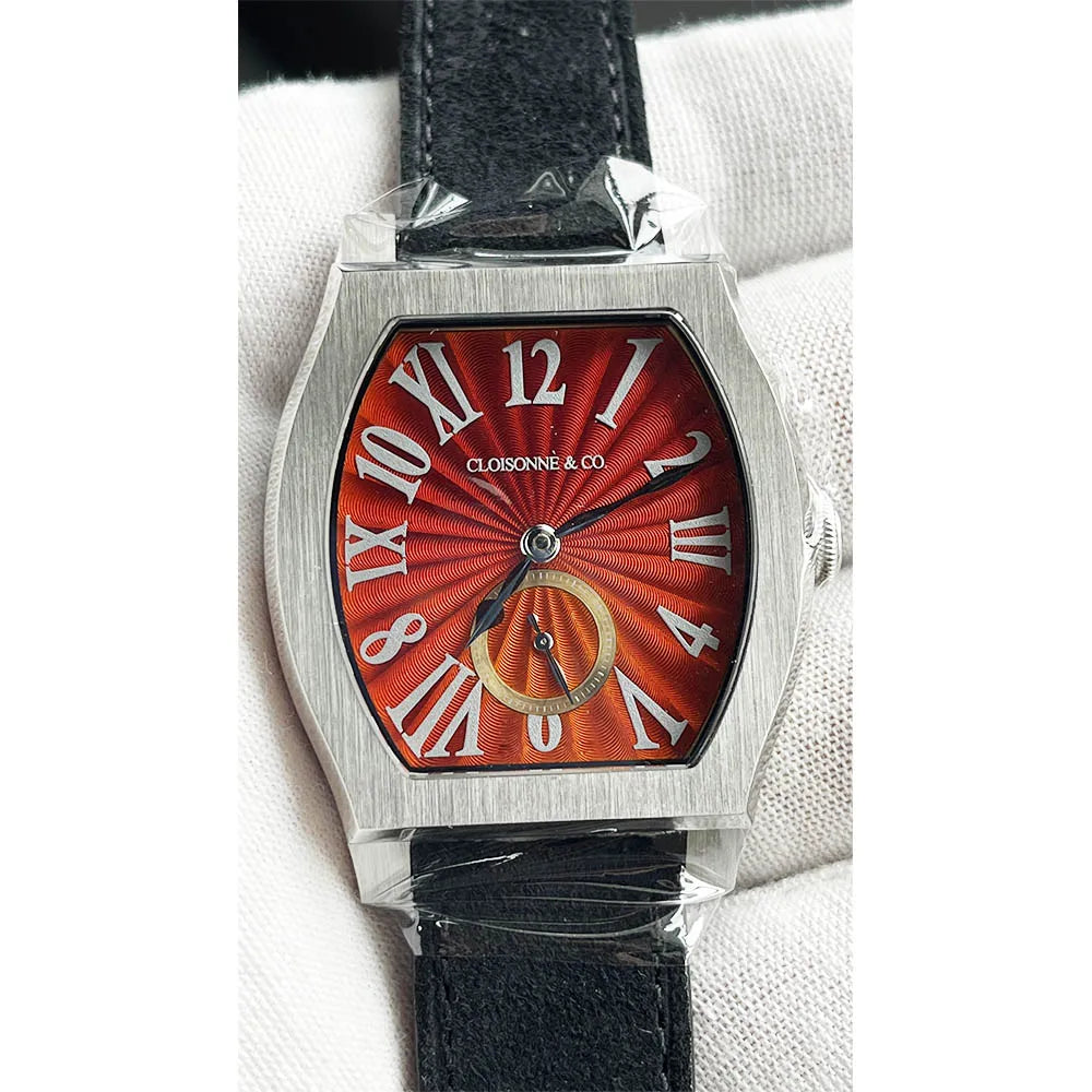 San Martin 36mm ETA 7001 Guilloche Dial Barrel Shaped Enamel Hand Luxury Men's Mechanical Watch Manual Winding Waterproof SN0100