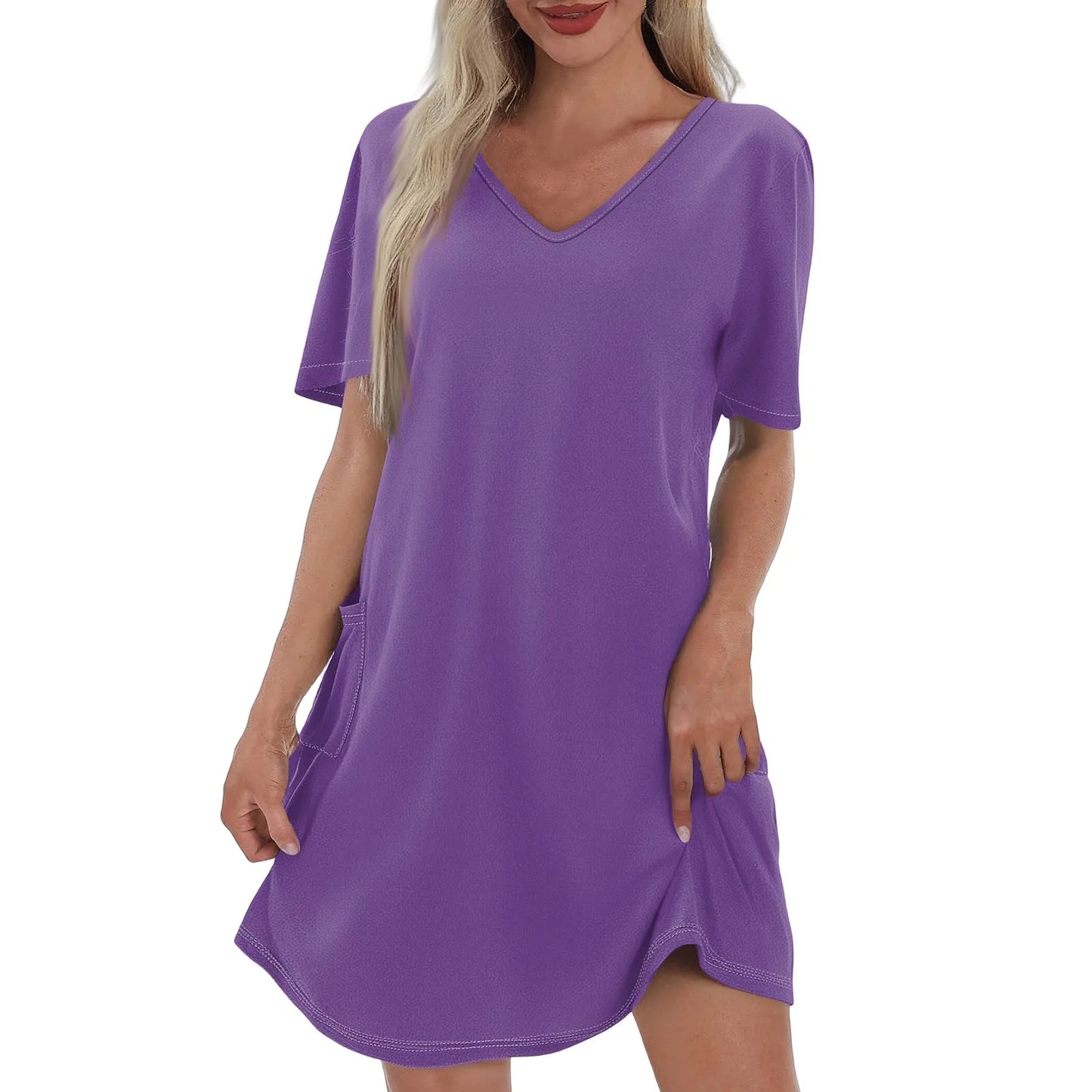 Women'S Casual And Fashionable V-Neck Short Sleeve Printing Mid Length Dress Elegant Fashion Harajuku Female Clothes Dress