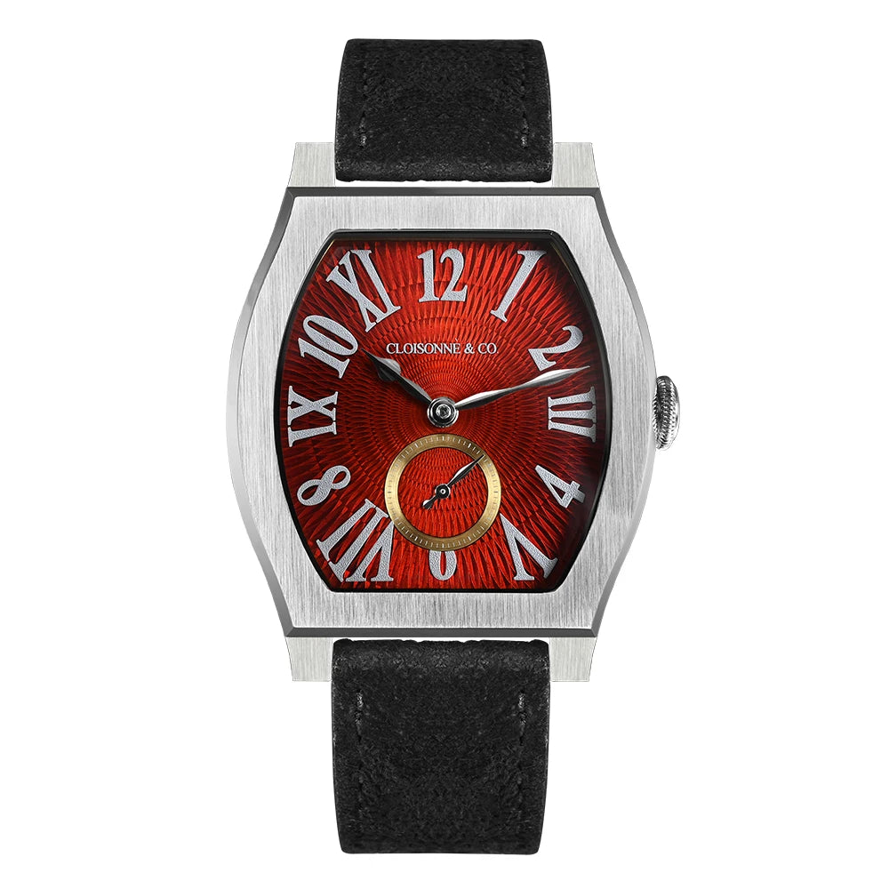 San Martin 36mm ETA 7001 Guilloche Dial Barrel Shaped Enamel Hand Luxury Men's Mechanical Watch Manual Winding Waterproof SN0100