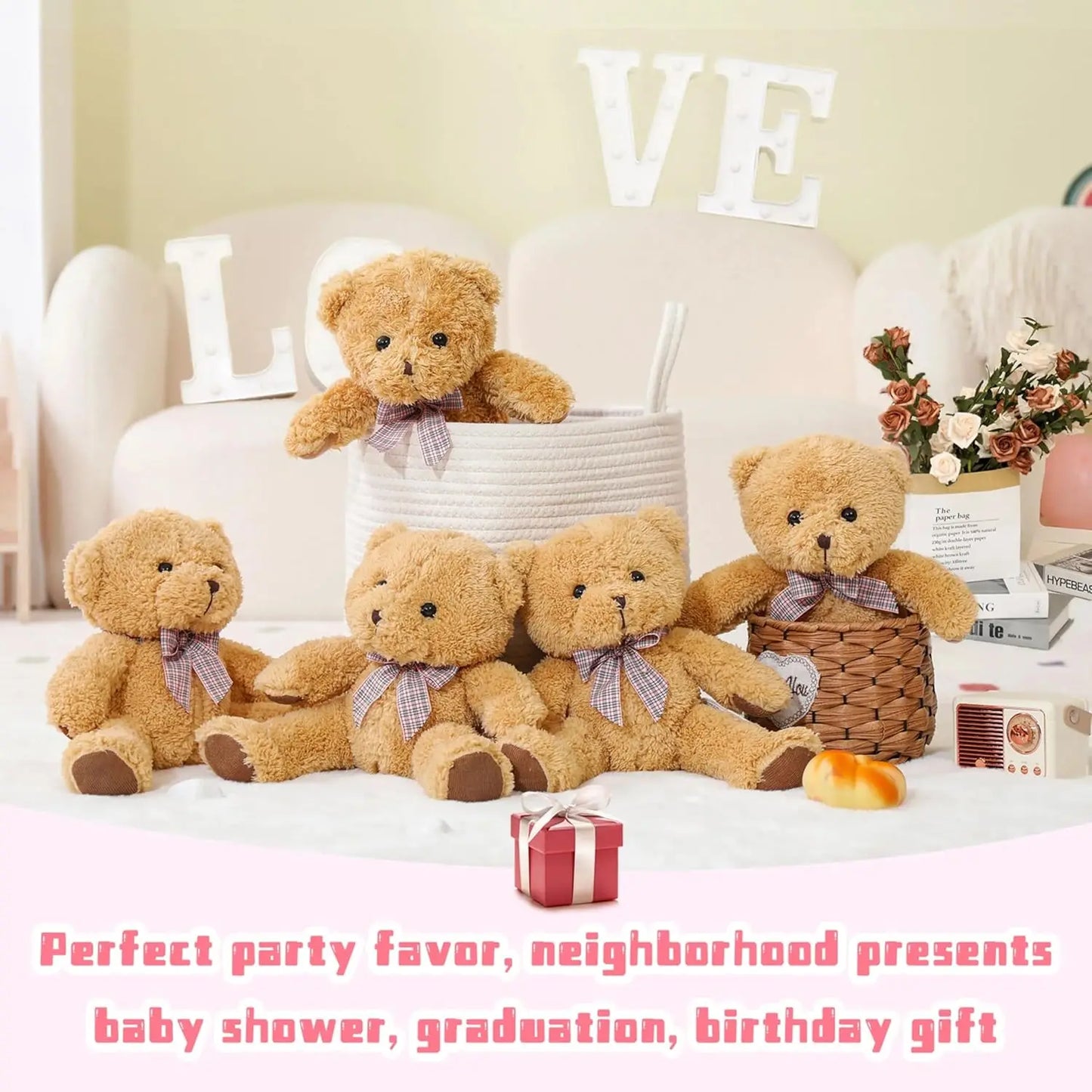 MorisMos 13inch Stuffed Animals Bulk for Kids, 5 Pack Soft Stuffed Animals Plush Set Teddy Bears Bulk for Teen Girls