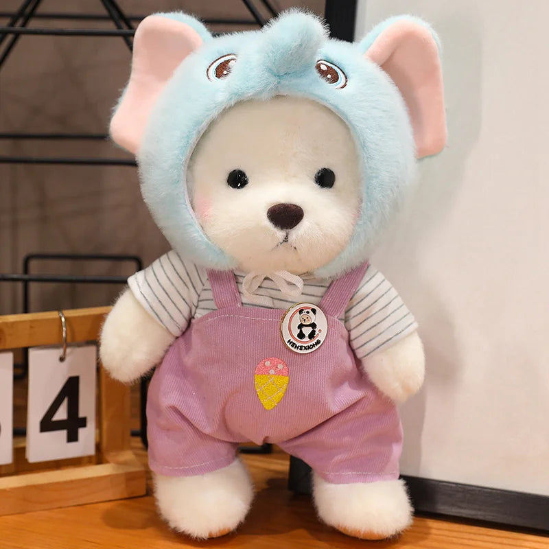 30cm Kawaii Clothed Joint Bear Plush Toy Doll Cute Stuffed Animal Bear With Movable Limbs and Head  Birthday Gift for Girls Kids